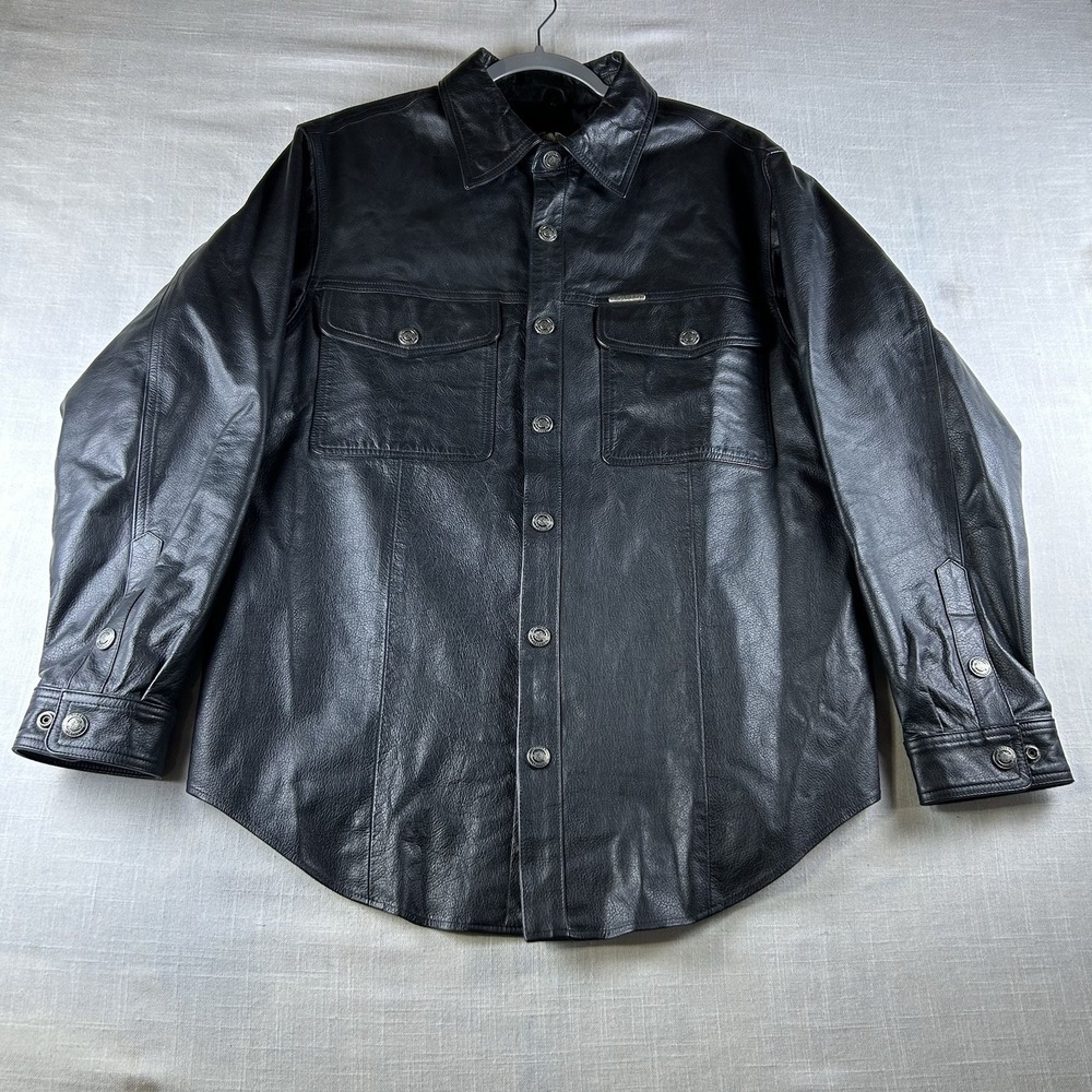 Vintage Y2K 2004 Harley Davidson Mens Leather Shirt‎ Jacket Lined size M